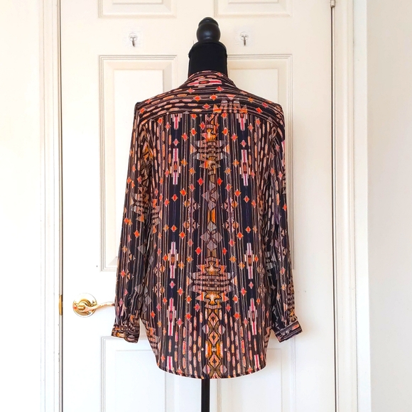 H&M Multicolor Patterned Long Sleeve Button Down Long Shirt. - Picture 2 of 5